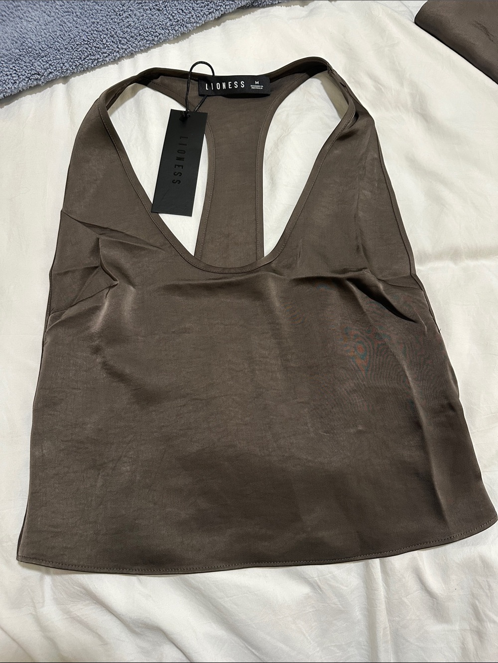 Lioness Chocolate Brown Satin Racerback Tank